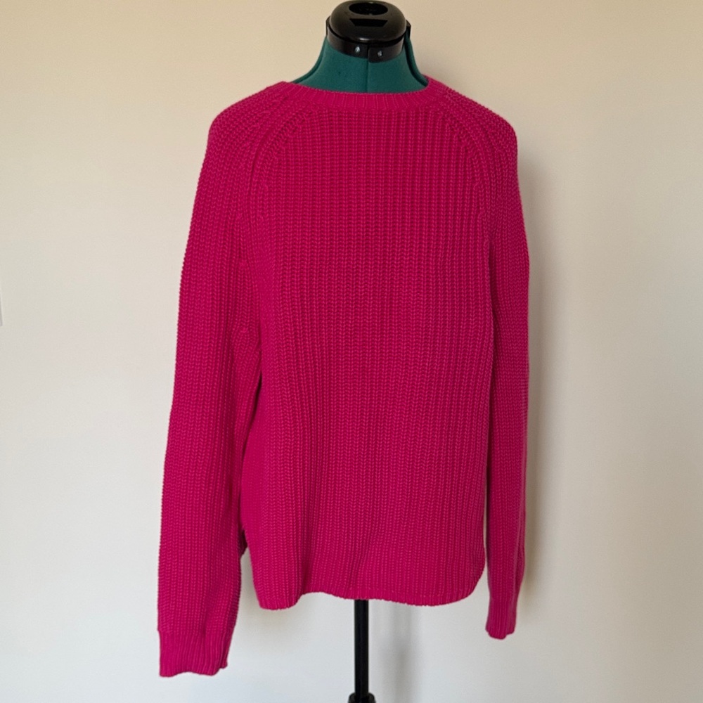 Lauren Ralph Lauren 100% Cotton Raglan Knit Pullover Crewneck Sweater in Pink XL